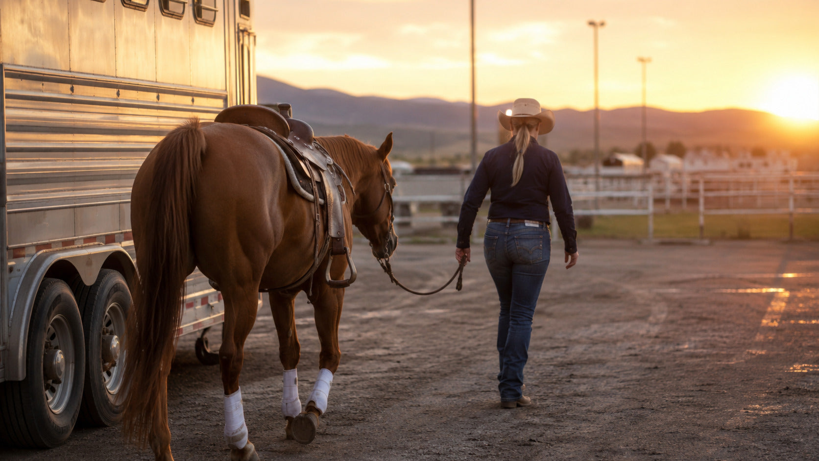 Barrel horse and rider walking quietly after a run at a multi-day event