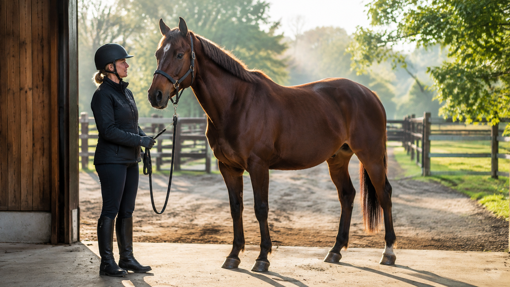 Rider observing a horse's expression and stance before deciding whether to ride