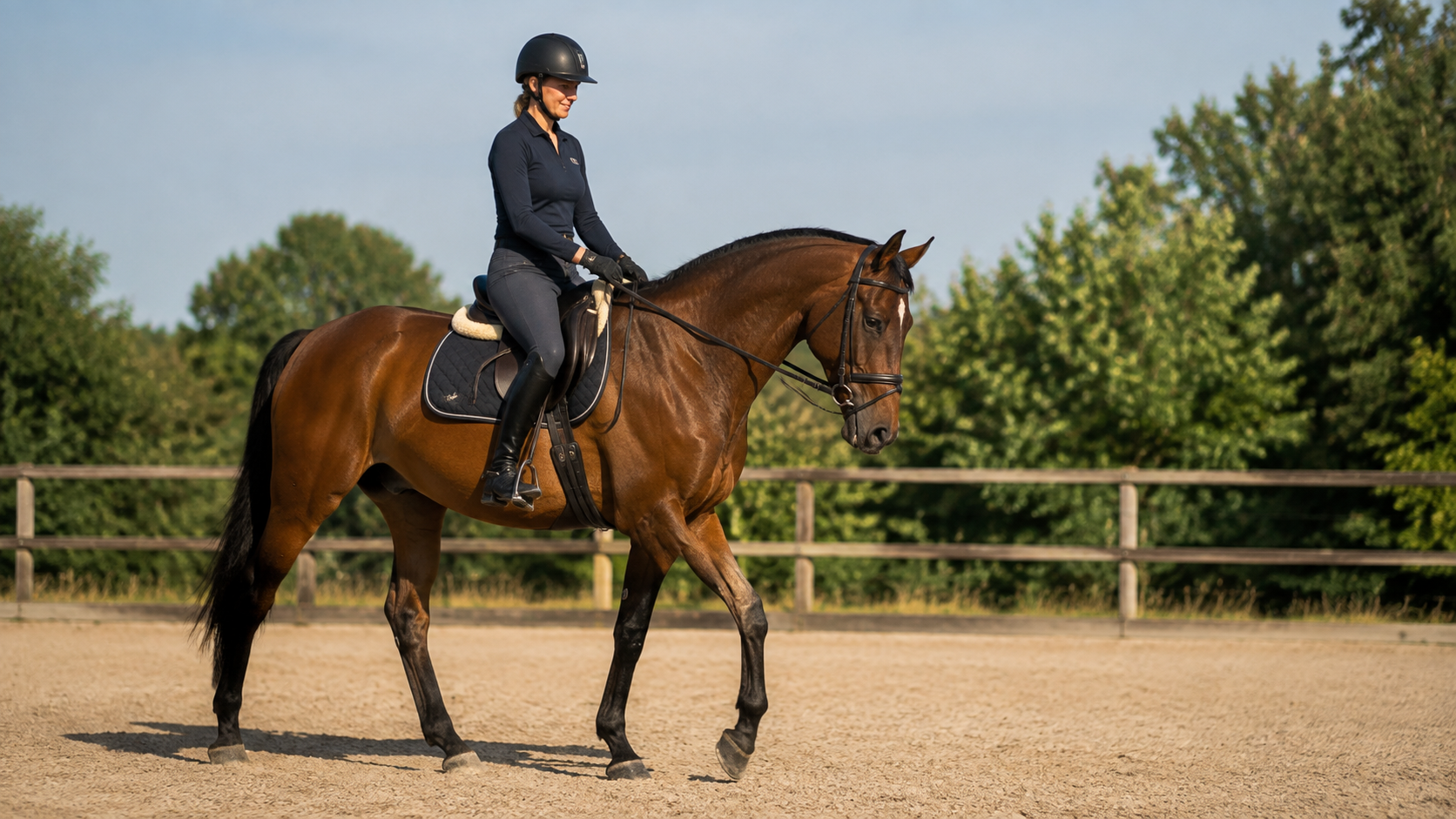 Rider walking a horse during a gradual warm-up and cool-down routine