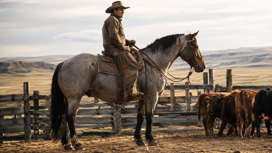 Roan ranch Quarter Horse representing the Joe Hancock bloodline