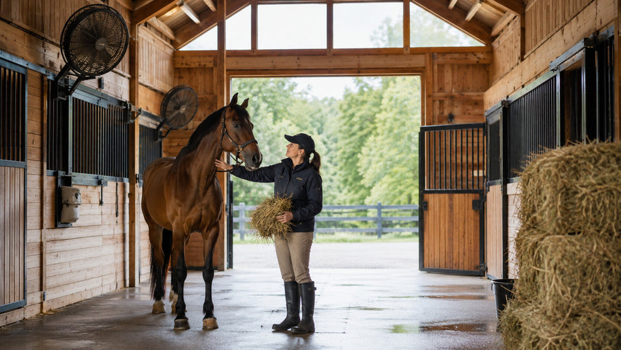 Airy low-dust barn setup supporting routine respiratory-health checks