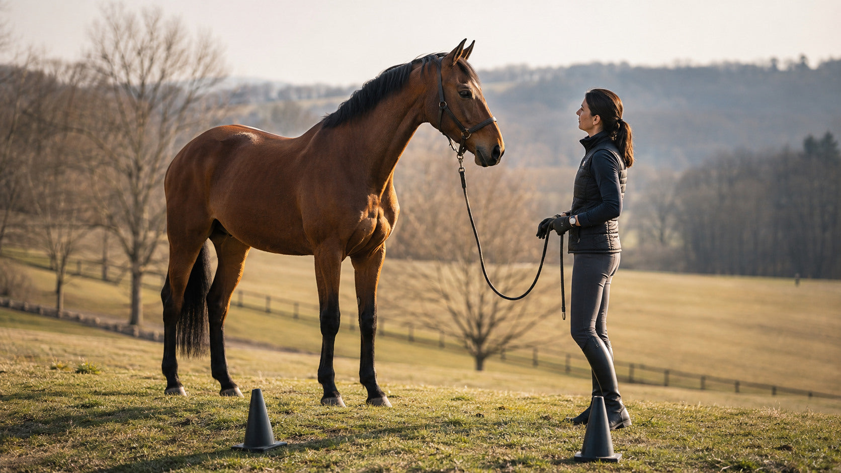 Horse owner assessing readiness before spring hill conditioning