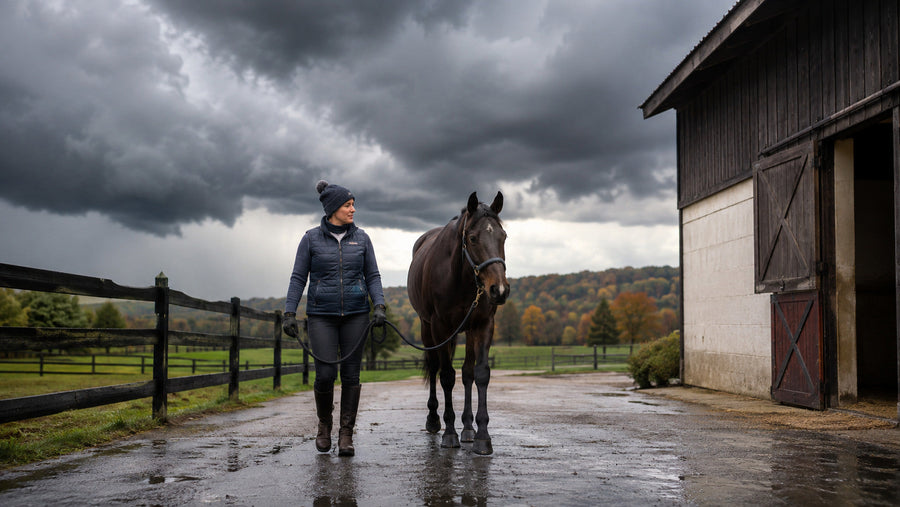 Horse owner observing movement as a weather front arrives