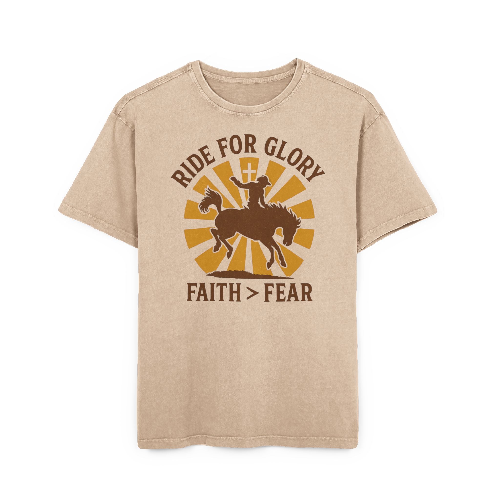 Men's Acid Washed Oversized Tee – Ride for Glory, Faith Over Fear