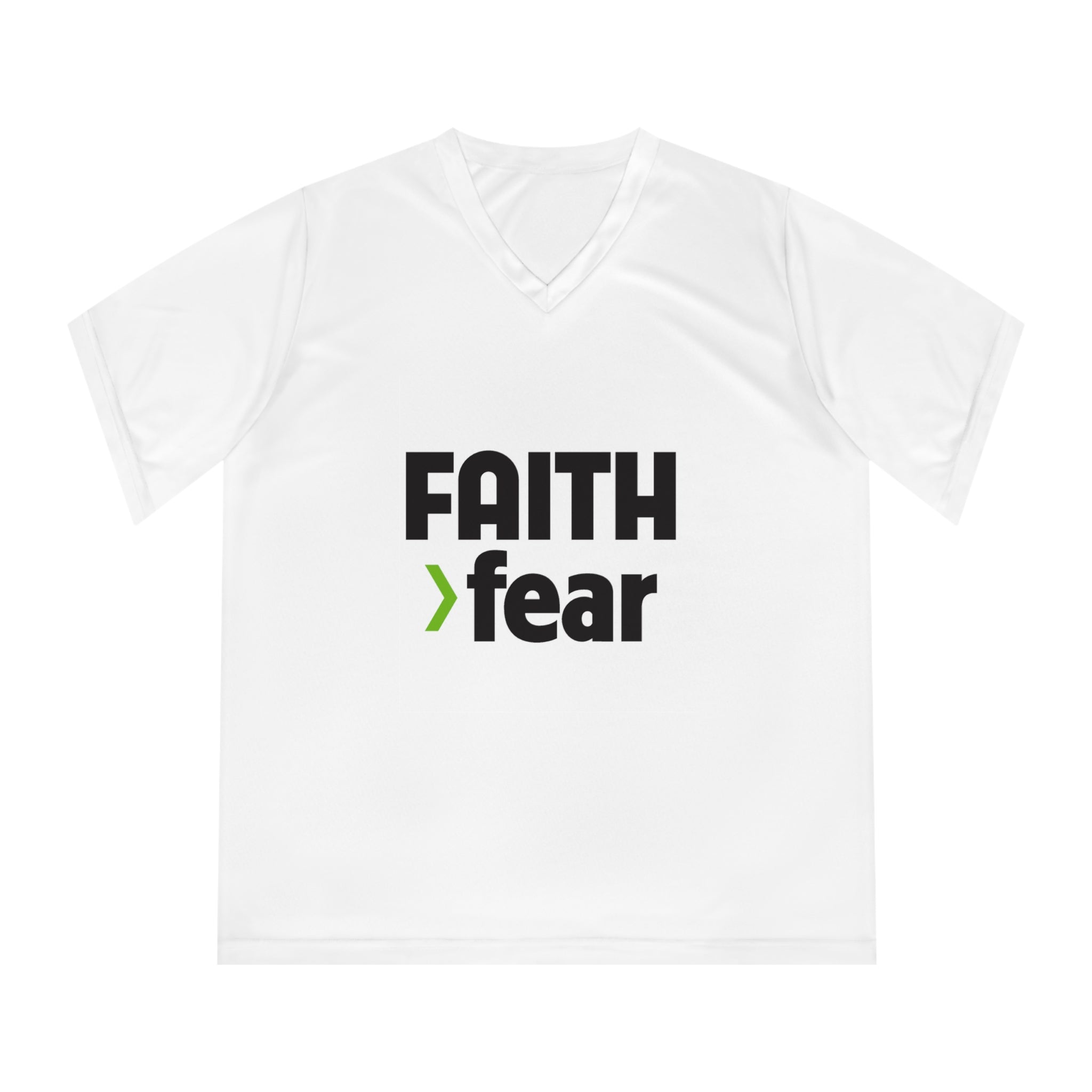 FAITH>fear™ by Draw it Out® Women’s Performance V-Neck T-Shirt - Move Freely, Perform Boldly!