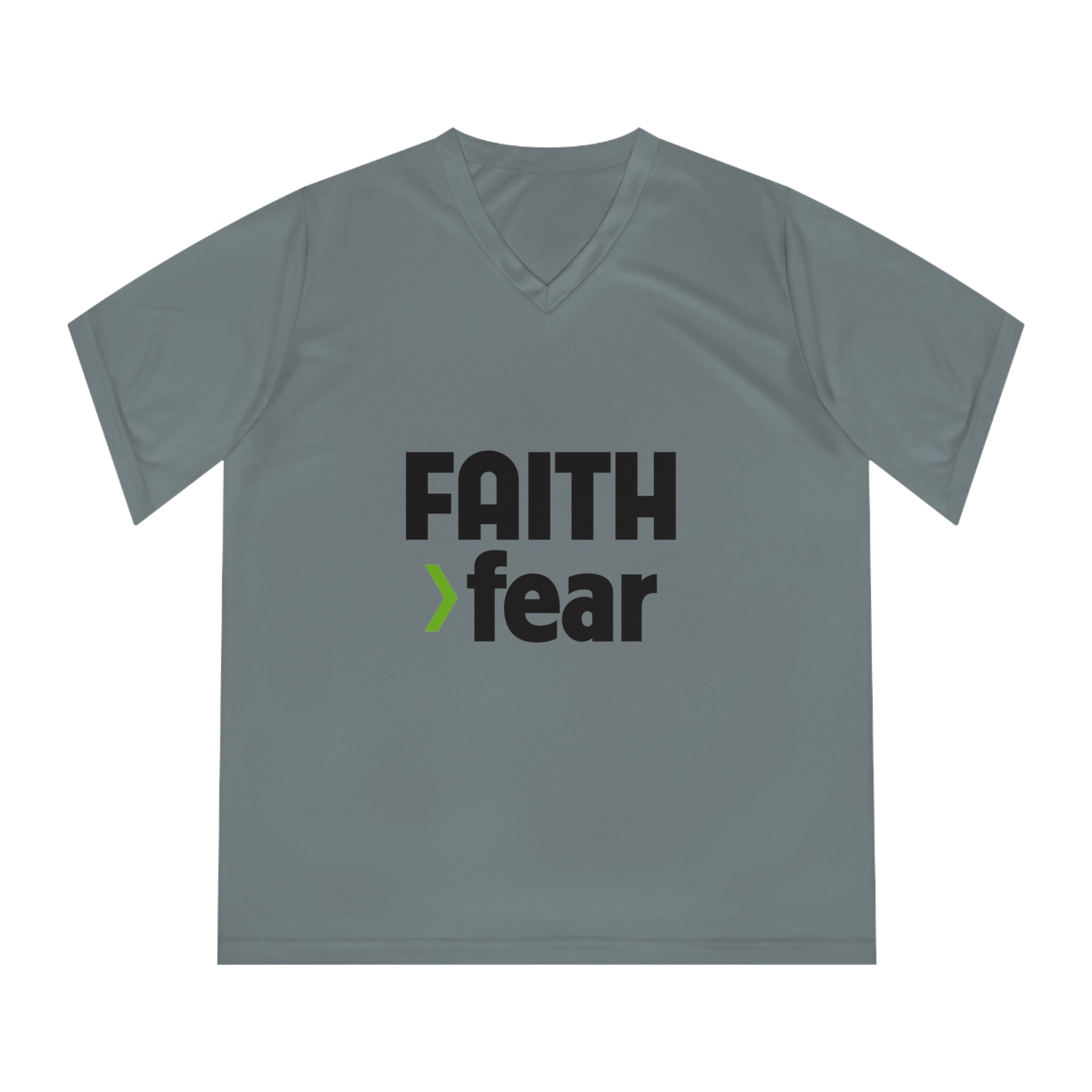 FAITH>fear™ by Draw it Out® Women’s Performance V-Neck T-Shirt - Move Freely, Perform Boldly!