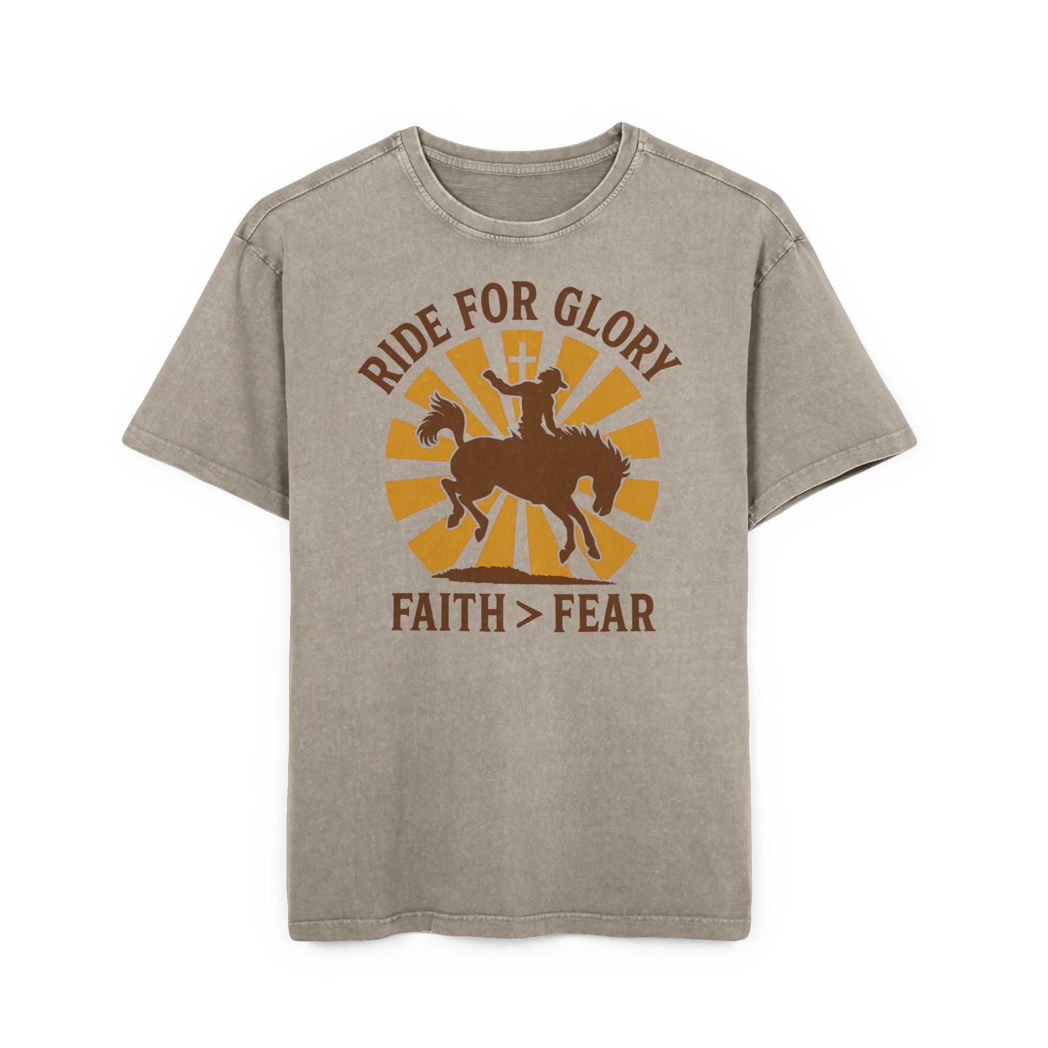 Men's Acid Washed Oversized Tee – Ride for Glory, Faith Over Fear