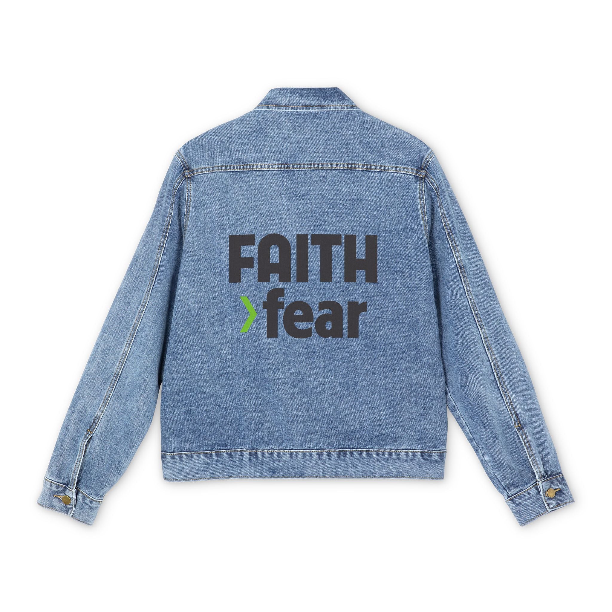 FAITH>fear™ by Draw it Out® Men’s Classic Denim Jacket – Timeless Style, Rugged Charm!