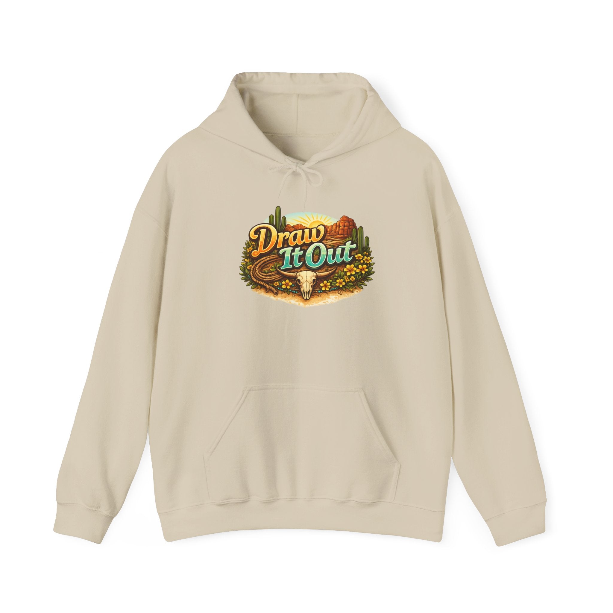 Draw It Out® Desert Sunset Graphic Hoodie | Vintage Inspired Pullover