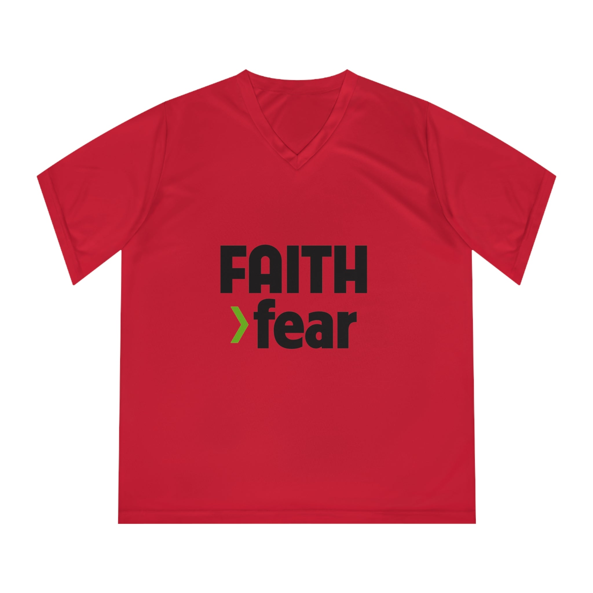 FAITH>fear™ by Draw it Out® Women’s Performance V-Neck T-Shirt - Move Freely, Perform Boldly!