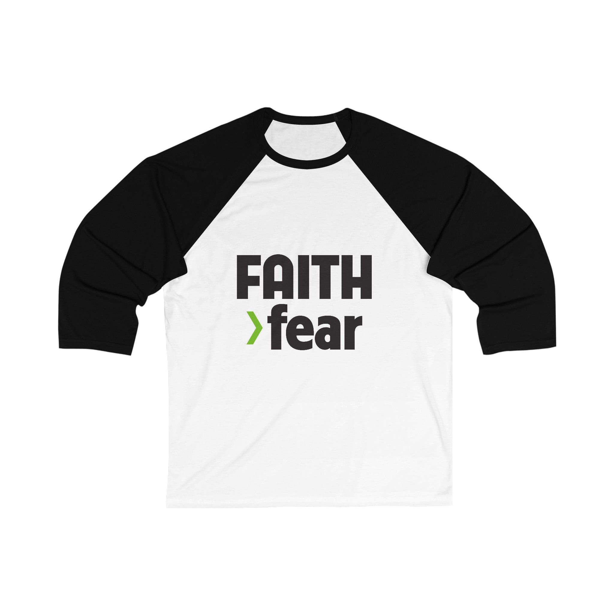 FAITH>fear™ by Draw it Out® Unisex 3/4 Sleeve Baseball Tee – Classic Style with a Perfect Fit!