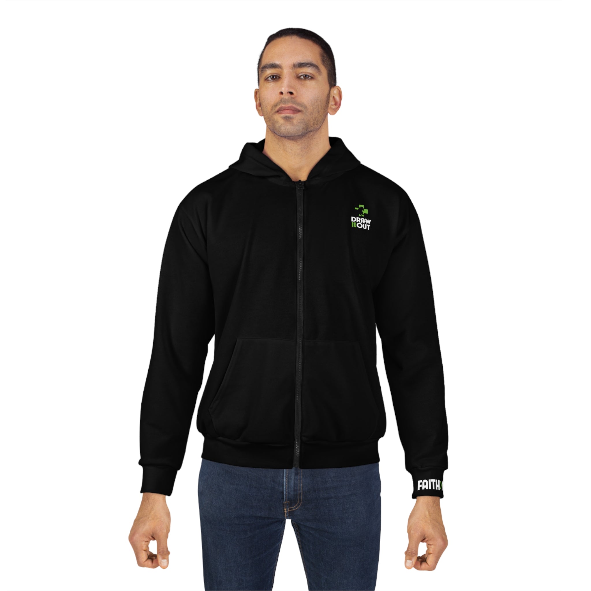 FAITH>fear™ by Draw it Out® Unisex Zip Hoodie – Bold Style Meets Everyday Comfort