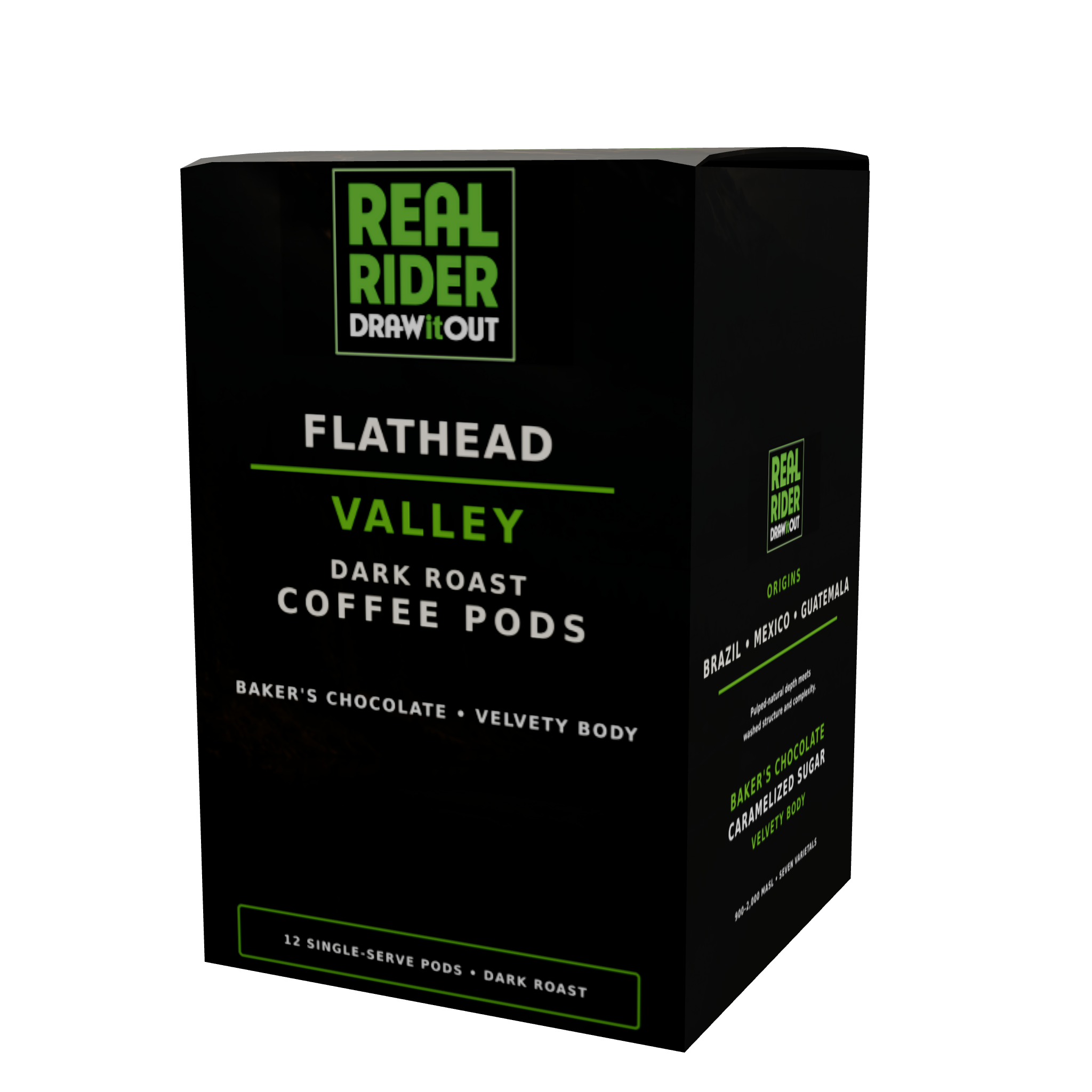 Flathead dark roast coffee pods 12-count box back
