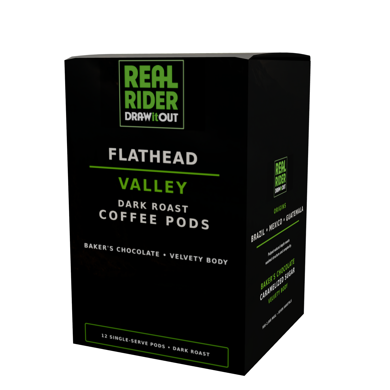 Flathead dark roast coffee pods 12-count box back