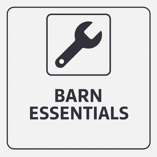 Logo with a wrench icon and 'Barn Essentials' text on a white background