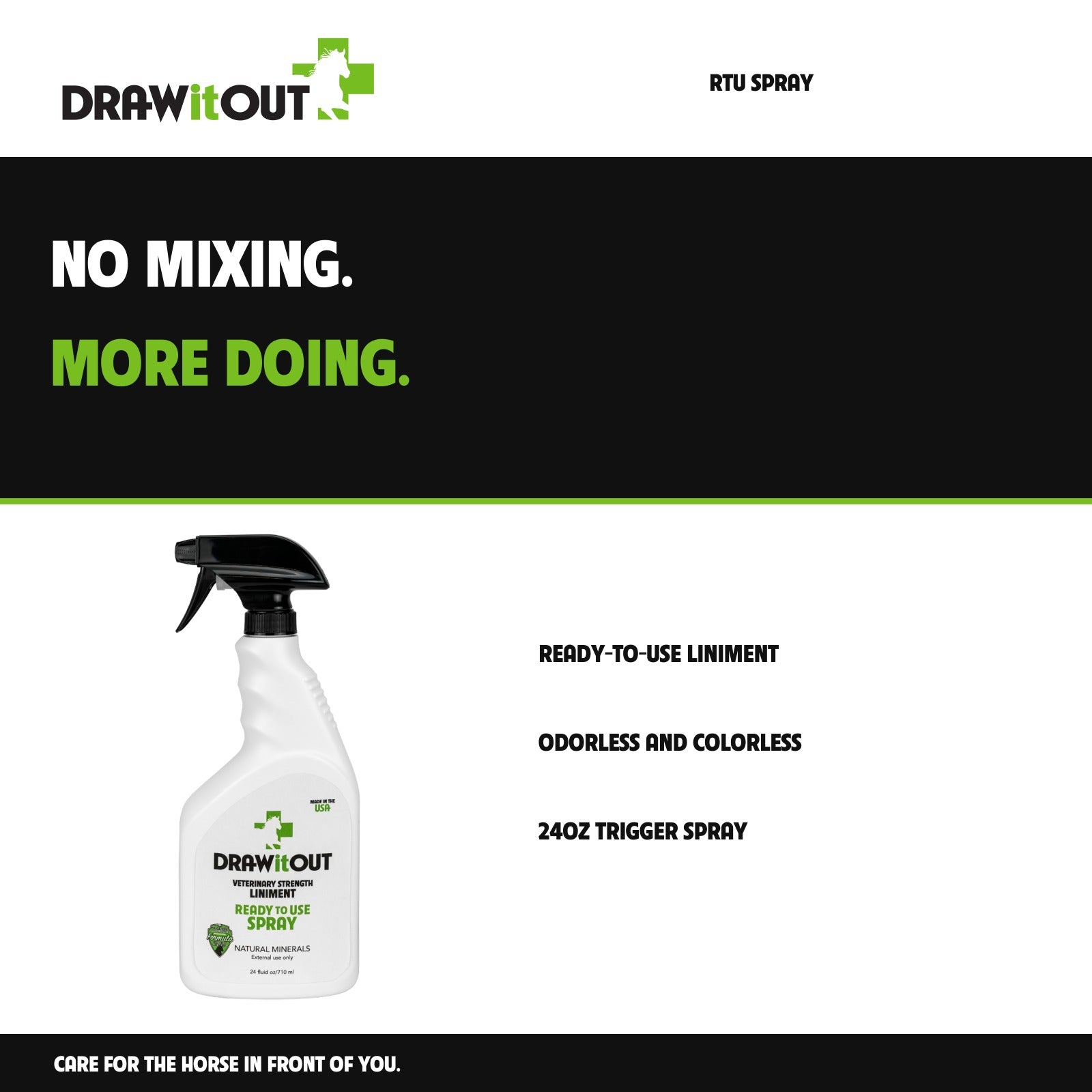 Draw It Out RTU 24oz ready-to-use horse liniment: no mixing, odorless and colorless