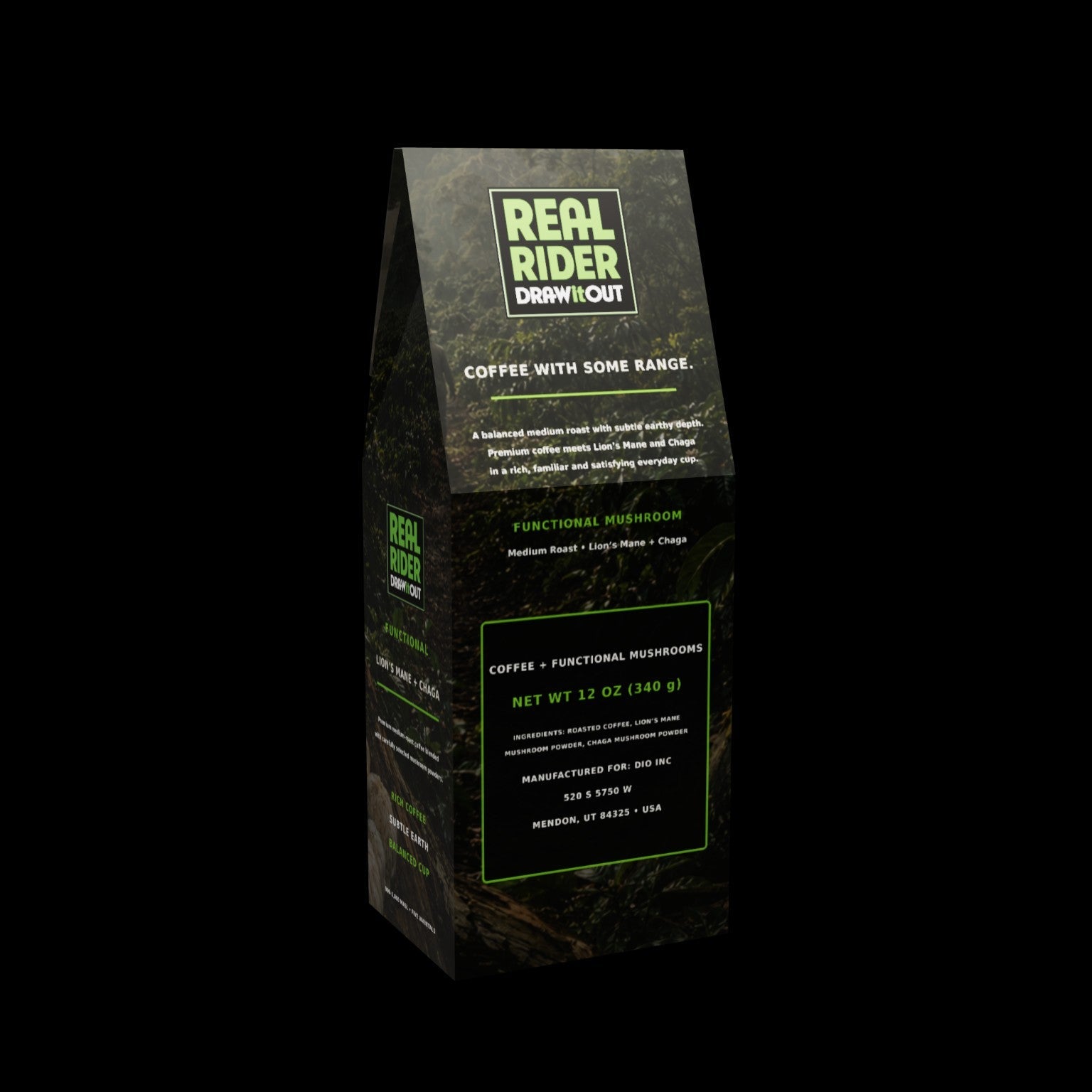 Trailwise Functional Mushroom Coffee 12 oz box rear and side